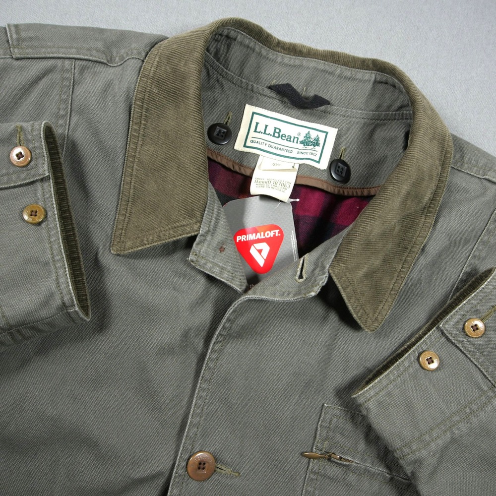 VTG LL Bean Plaid Lined Canvas Field Barn Chore Cabin Men Jacket L Work Hunting